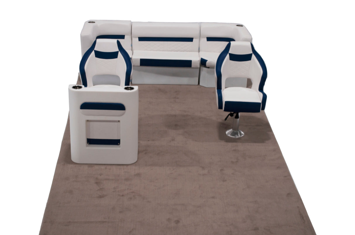 Deluxe Dual Bucket Rear Bench & Console Pontoon Furniture Set