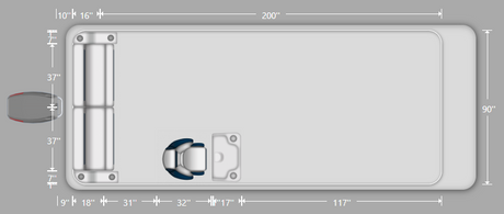 Wise DLX Rear Bench & Steering Console Pontoon Furniture Set Layout and Dimension