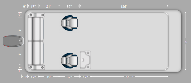 DLX Rear Couch & Dual Bucket Seat Pontoon Seat Package