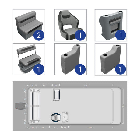 Wise DLX Rear Couch, Console & Swingback Pontoon Furniture Package