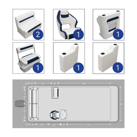 Wise DLX Rear Couch, Console & Swingback Pontoon Furniture Package