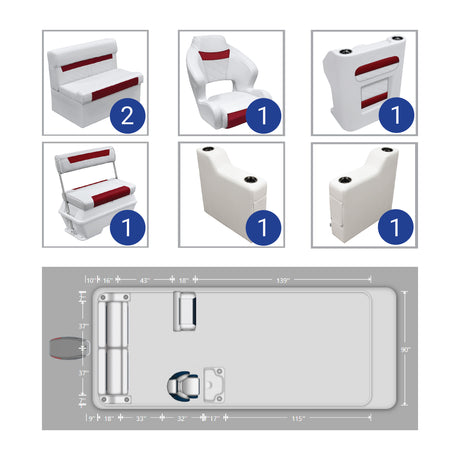 Wise DLX Rear Couch, Console & Swingback Pontoon Furniture Package