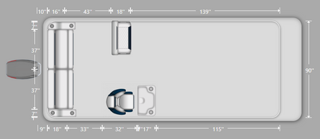 Wise DLX Rear Couch, Console & Swingback Pontoon Furniture Set  Layout and Dimension