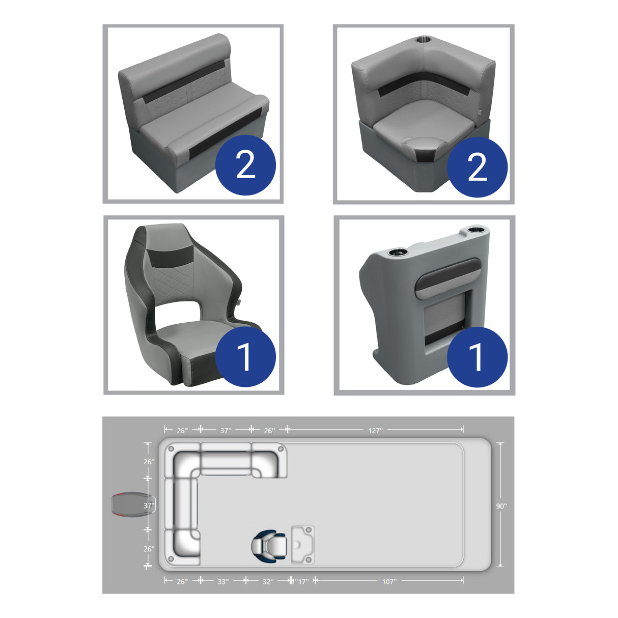 DLX Rear L Pontoon Seat Package