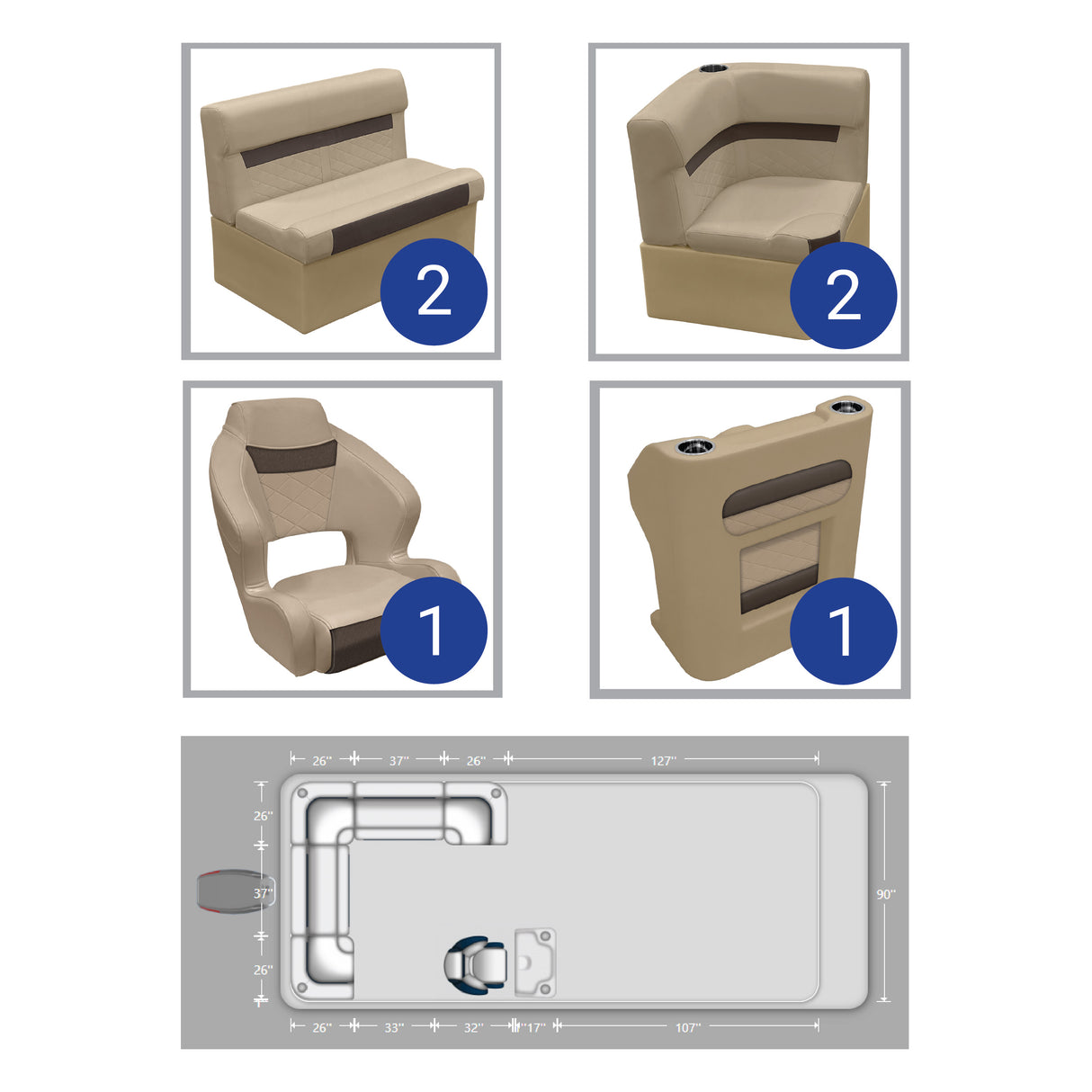 DLX Rear L Pontoon Seat Package