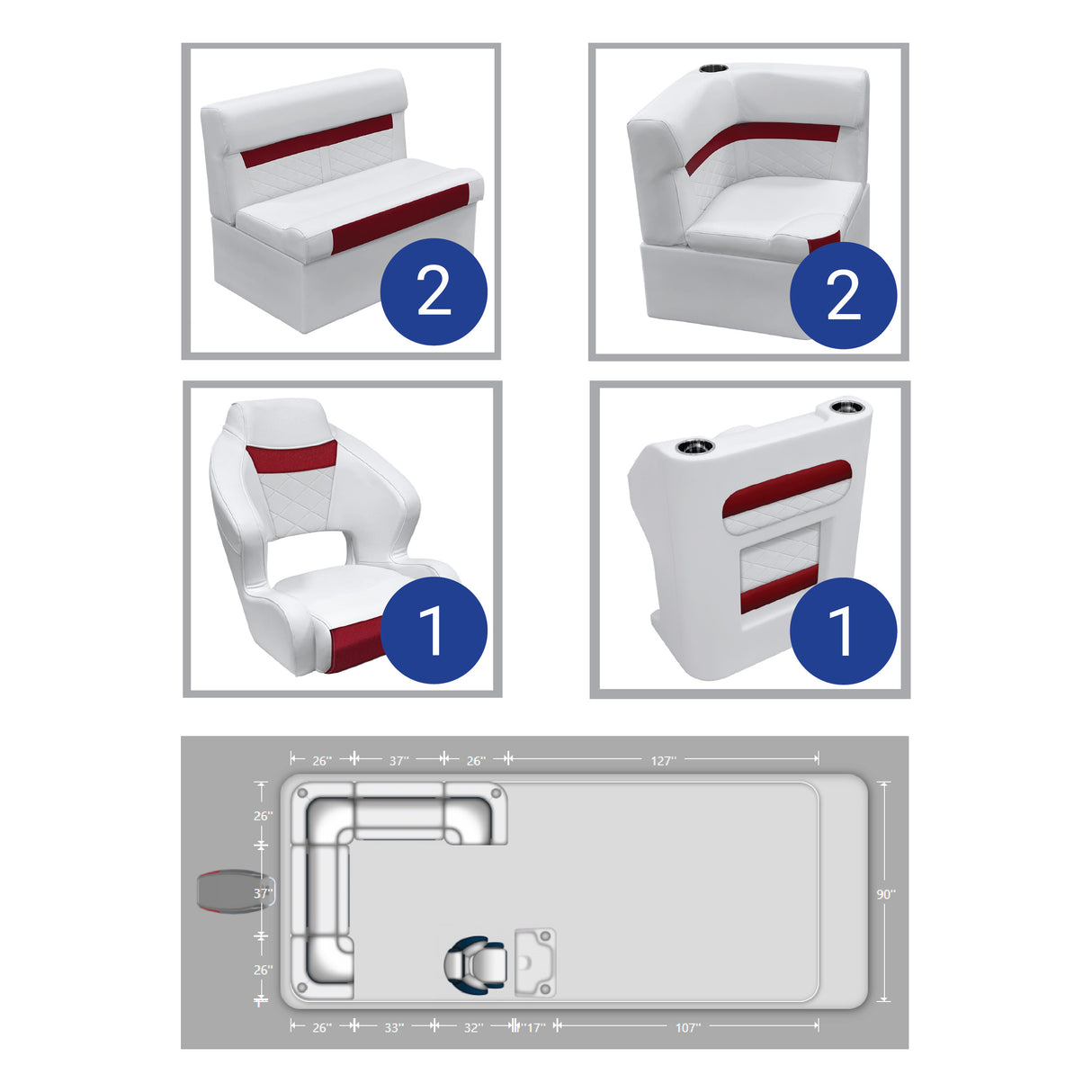 DLX Rear L Pontoon Seat Package