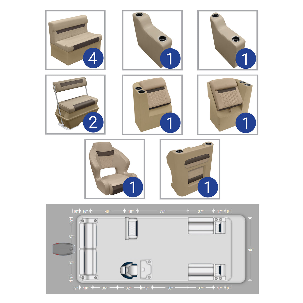 DLX 18'-22' Swingback Full Pontoon Seat Package