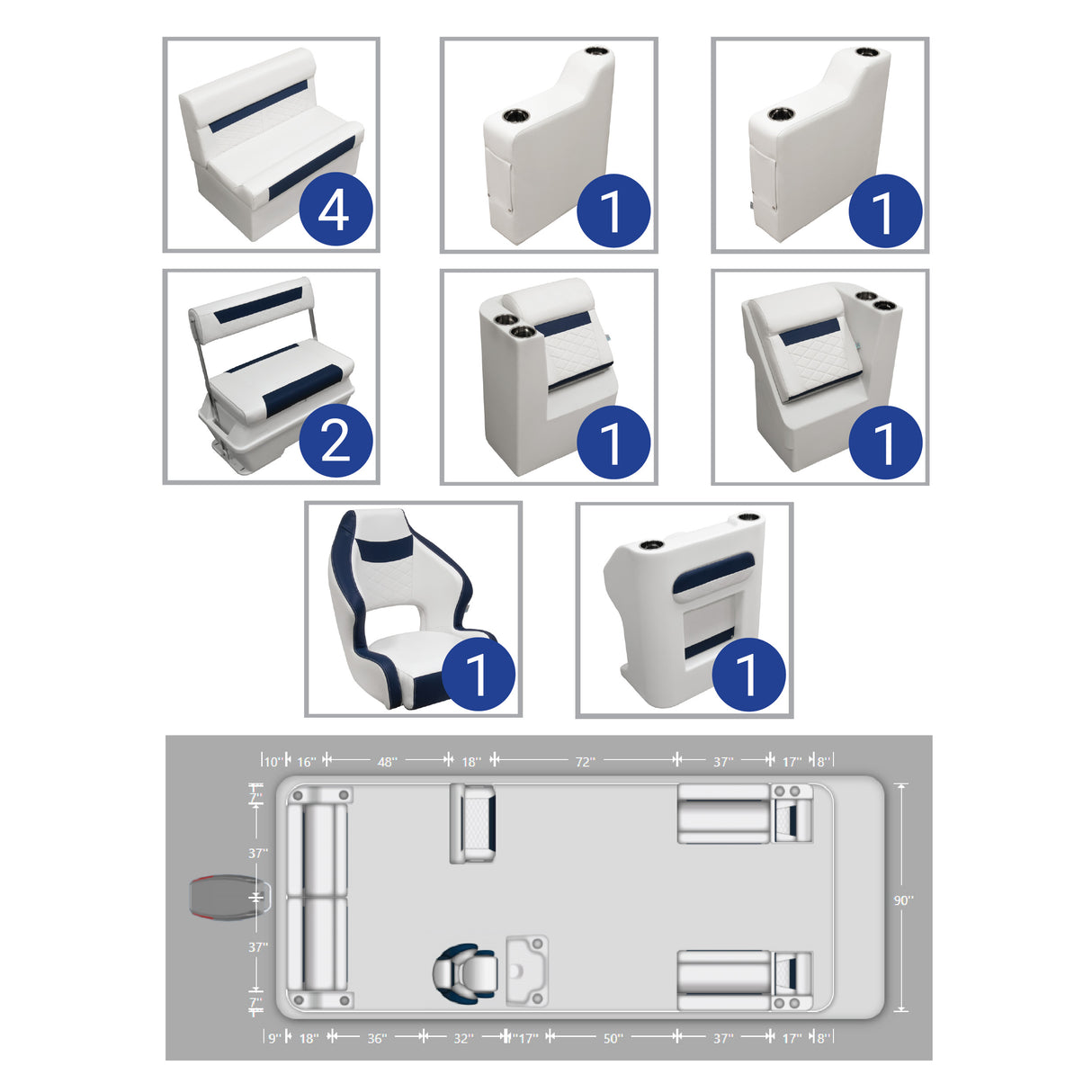 DLX 18'-22' Swingback Full Pontoon Seat Package