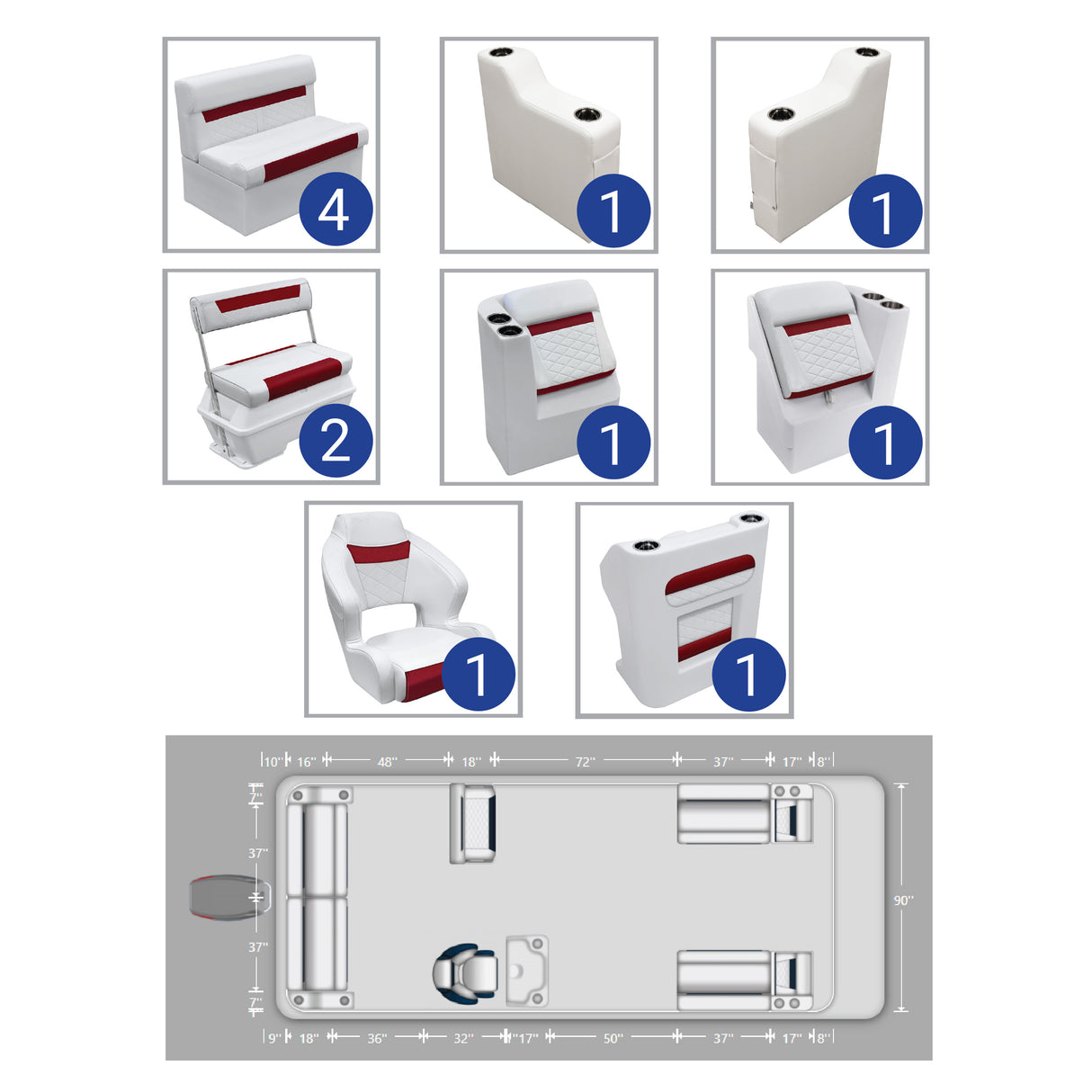 DLX 18'-22' Swingback Full Pontoon Seat Package