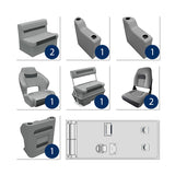 Deluxe Complete 18-22' Fishing Pontoon Furniture Set - Marble / Reef Stone