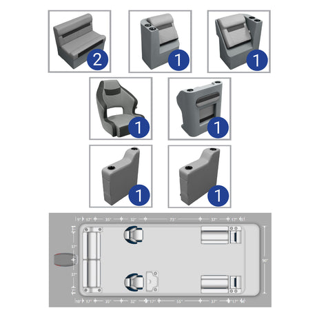 Wise DLX 18'-22' Dual Bucket Pontoon Furniture Set 
