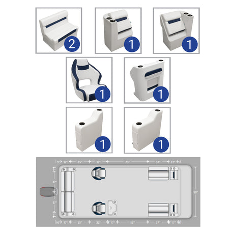 Wise DLX 18'-22' Dual Bucket Pontoon Furniture Set 