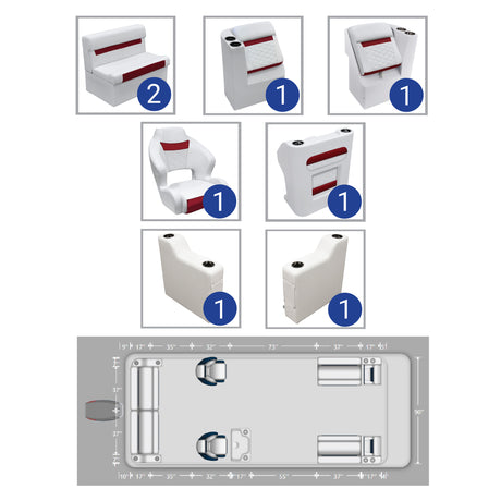 Wise DLX 18'-22' Dual Bucket Pontoon Furniture Set 