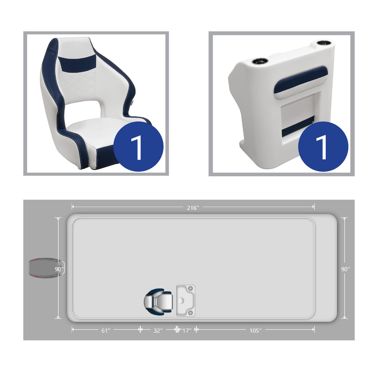 Deluxe Bucket Seat & Console Pontoon Furniture Set