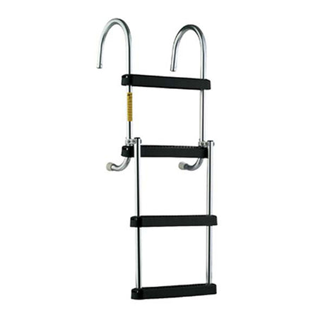 Removable Folding Pontoon Boarding Ladder w/ Deck Mounting Cups