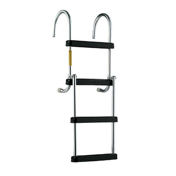 Removable Folding Pontoon Boarding Ladder w/ Deck Mounting Cups